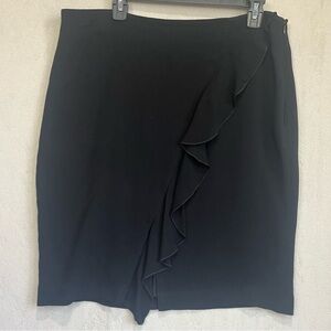 Banana Republic Women's Careerwear Skirt Sz 14 Diagonal Ruffle Front Side Zip
